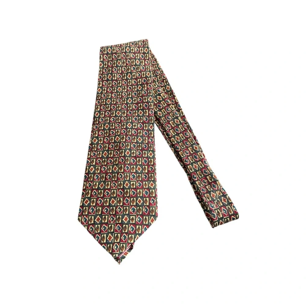 Pierre Balmain Couture Silk Necktie – Geometric Print Vintage